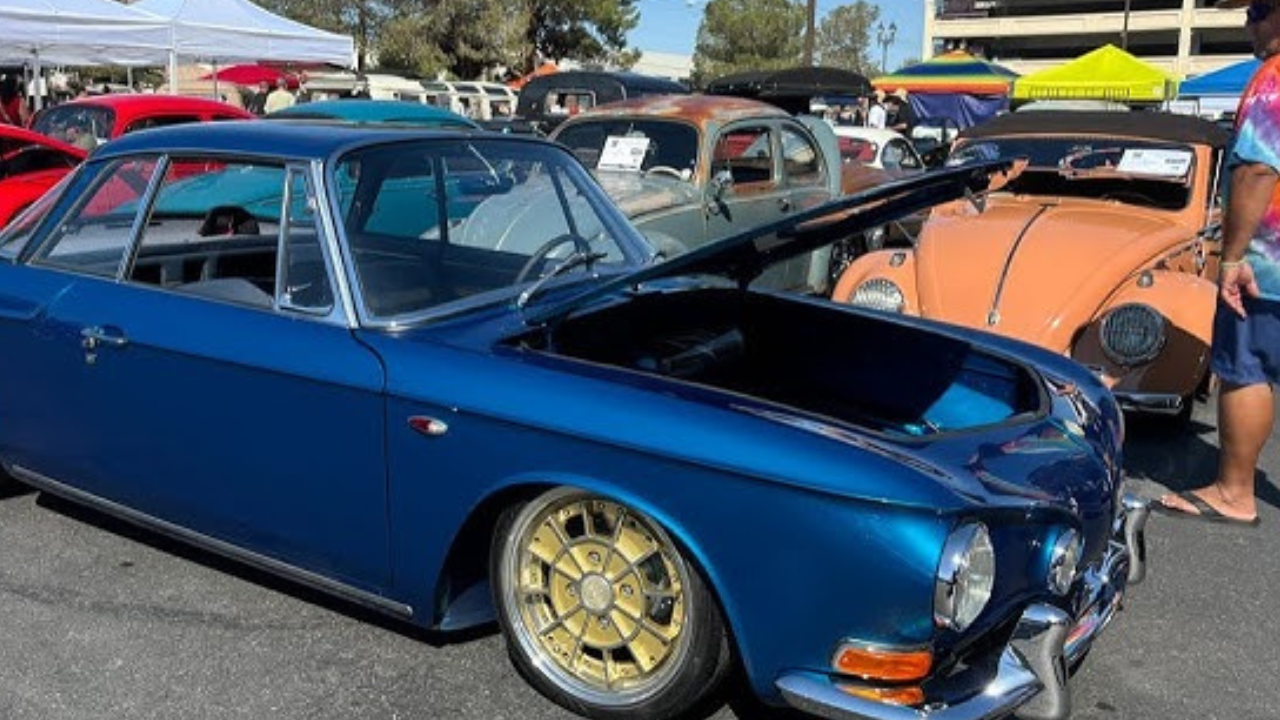 Classic cars on display at the Farmer Boys Gardena Car Show, showcasing vintage vehicles and custom designs.